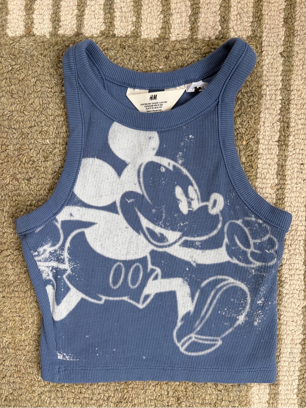 H&M Blue Ribbed Mickey Mouse Tank Top for Kids